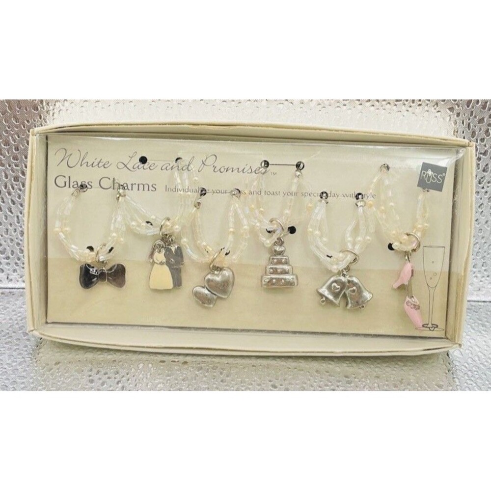 Russ White Lace And Promises Wedding Glass Charms Set Of 6 New